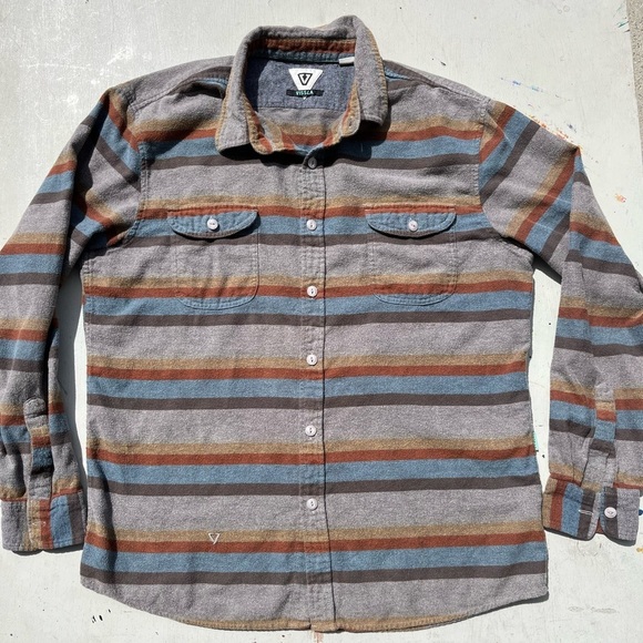 Men's Vissla Button Down Shirt Multicolor Striped XL Classic Cotton Beach Surf - Picture 2 of 16